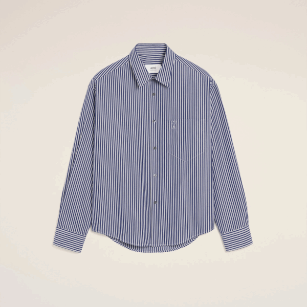 CHEMISE BLEUE BOXY EMBOSSÉE RAYÉE AMI DE COEUR