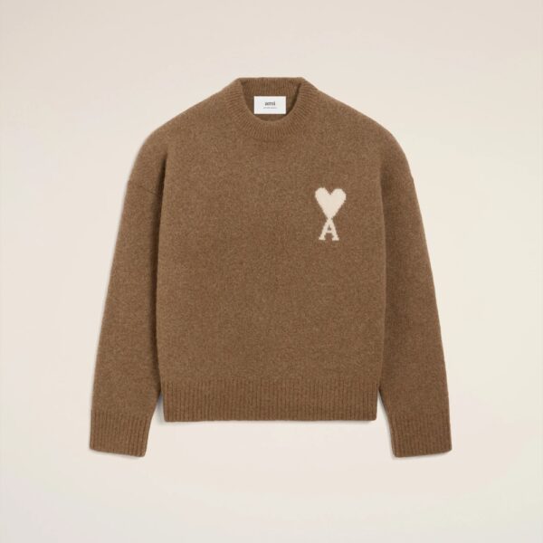 PULL MARRON COL ROND AMI DE COEUR EN ALPAGA